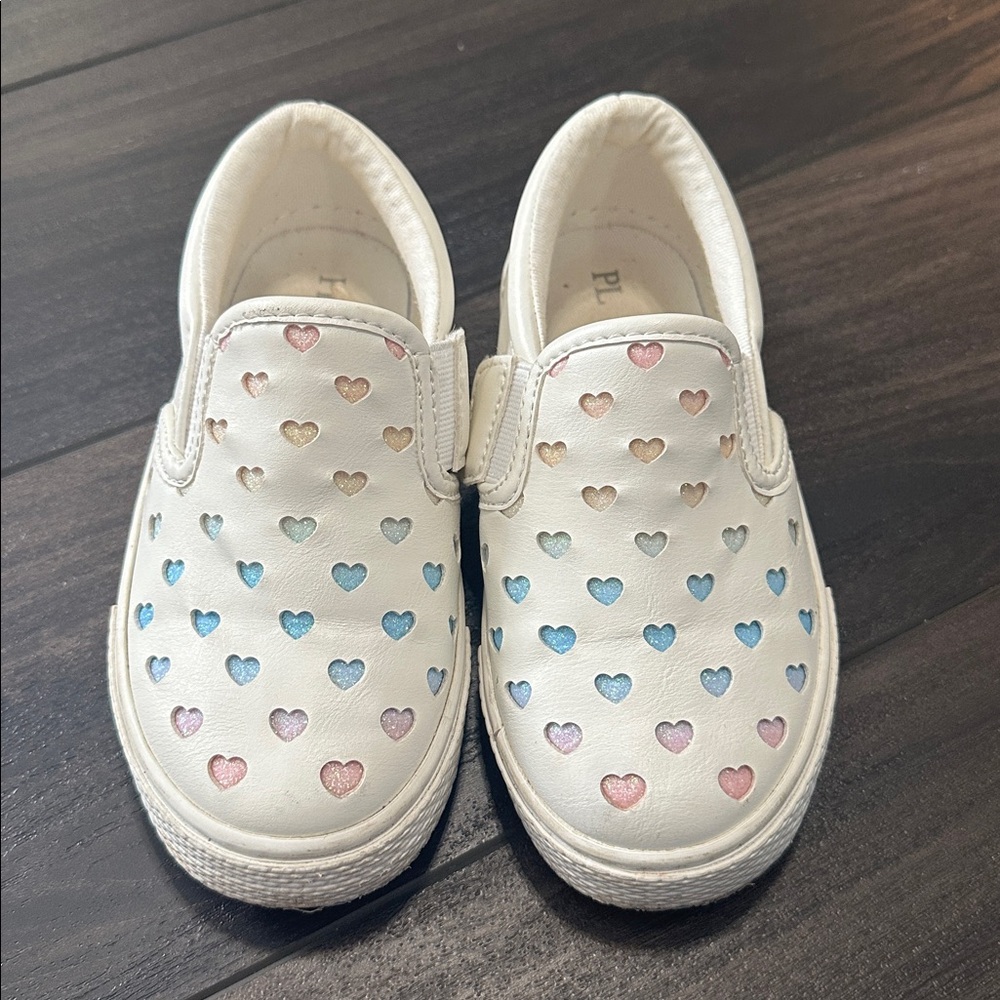 The Children Place Toddler Girl Perforated Glitter Heart Slip on Sneakers - 10